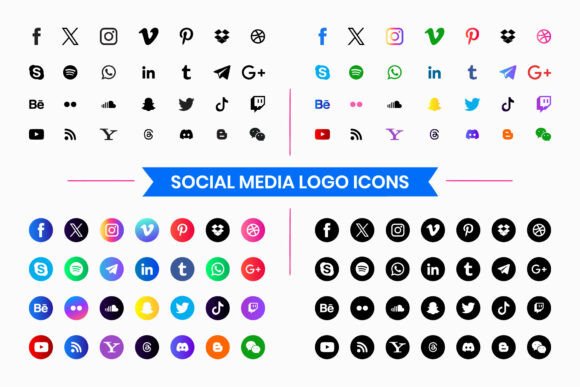 Social Media Logo Icons Set