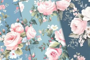 Dusty Blue Roses Floral Pattern Graphic by daphnekstudio · Creative Fabrica
