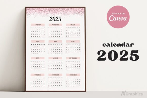 Editable 2025 Calendar Canva Template