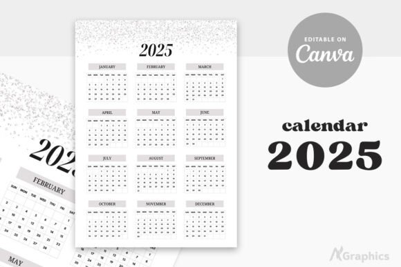 Editable 2025 Calendar Canva Template