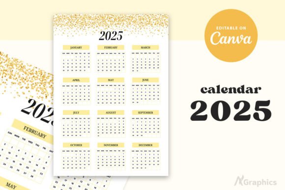 Editable Calendar 2025 Canva Template