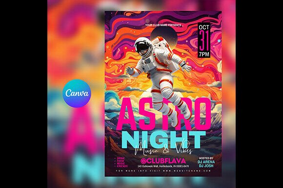Editable DJ Club Flyer 3 for Canva