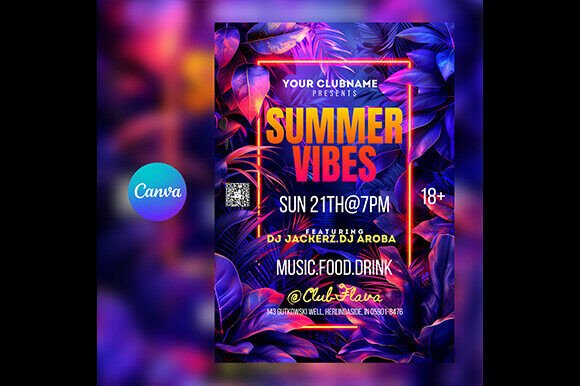Editable DJ Club Flyer 4 for Canva