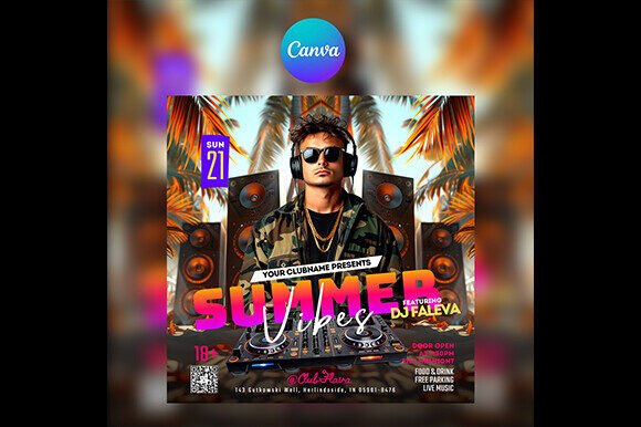 Editable DJ Club Flyer 6 for Canva