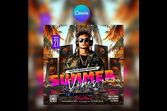 Editable DJ Club Flyer 6 for Canva