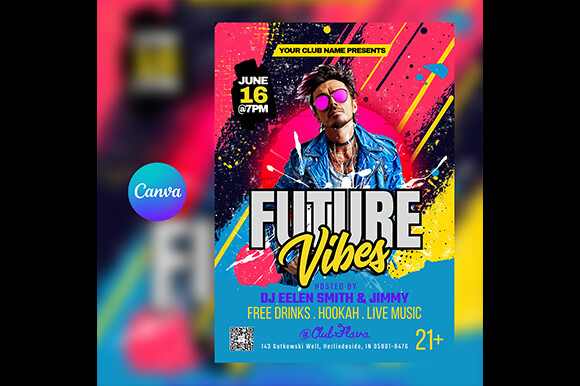 Editable DJ Club Flyer 8 for Canva