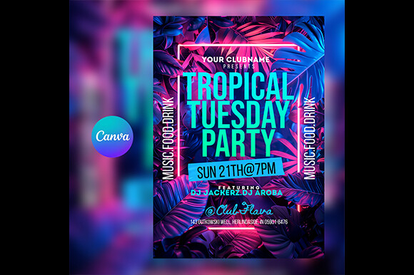 Editable DJ Club Flyer for Canva