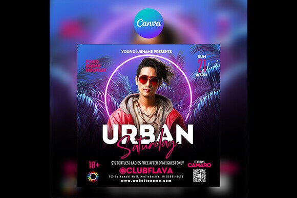 Editable DJ Club Flyer for Canva