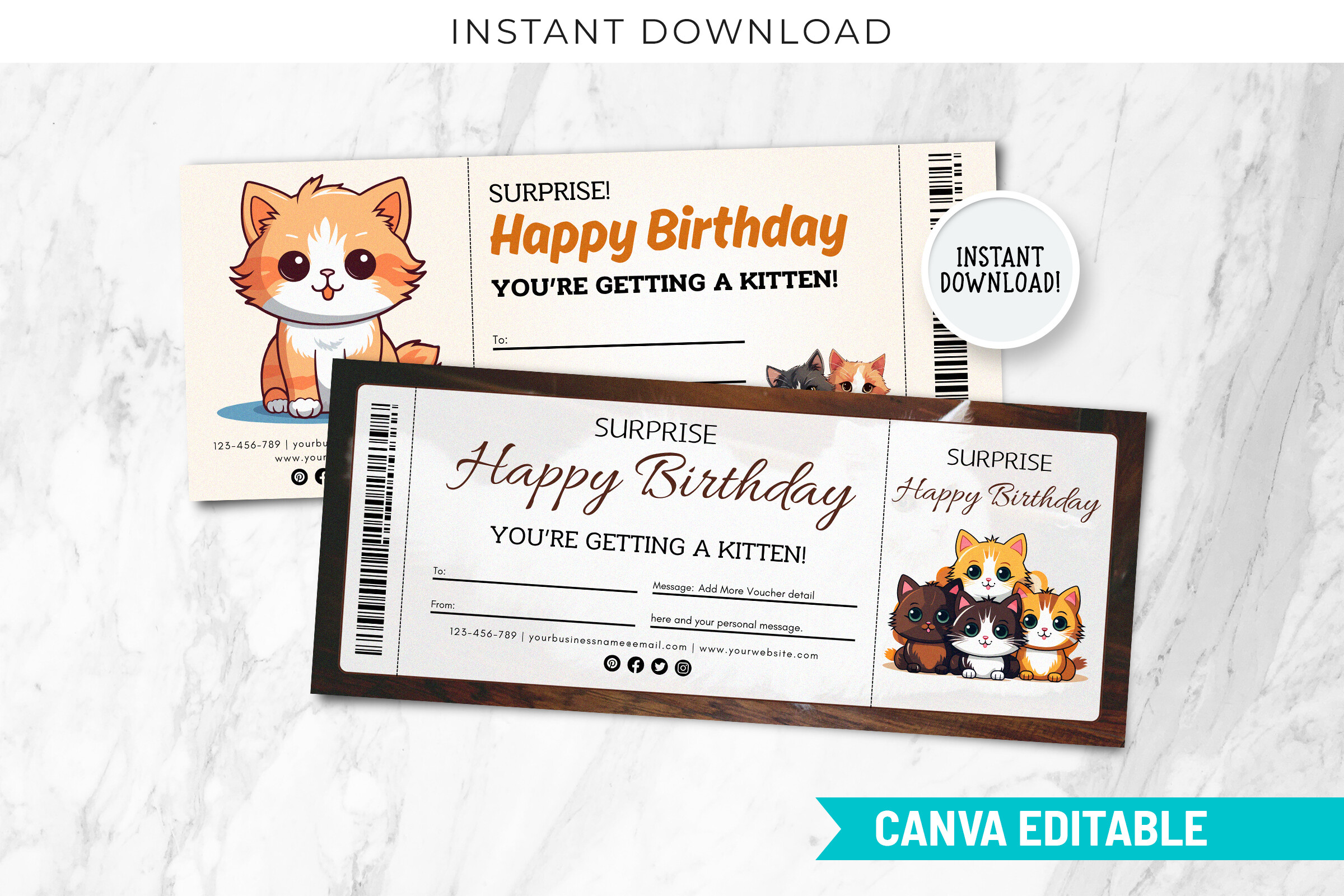 Kitten Gift Certificate Template