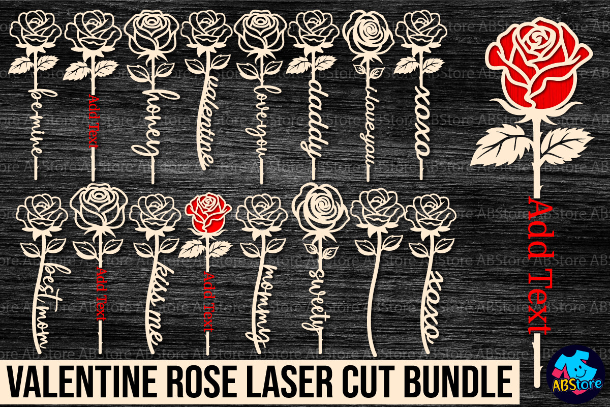 Valentine Rose Laser Cut Bundle · Creative Fabrica