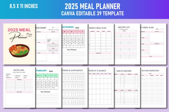 2025 Meal Planner Canva KDP