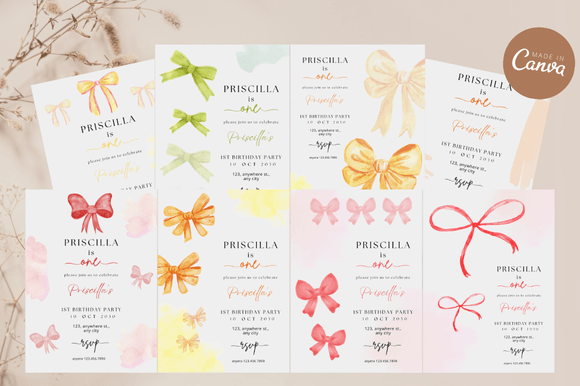 Coquette Birthday Invitation Bundle