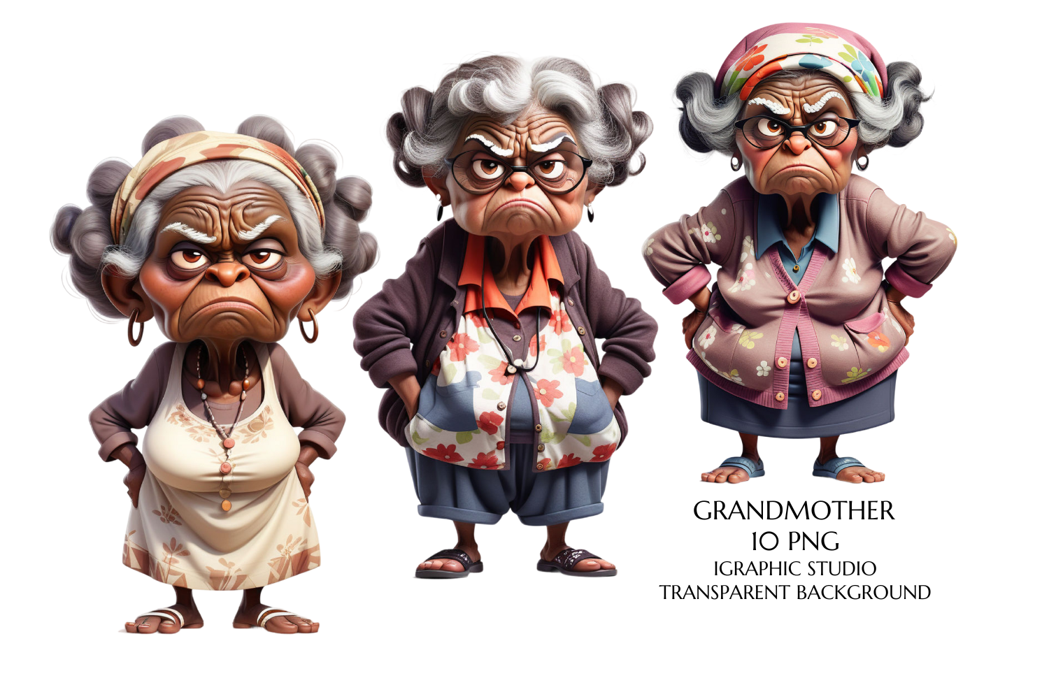 Grumpy Old Lady Clipart Graphic by Igraphic Studio · Creative Fabrica