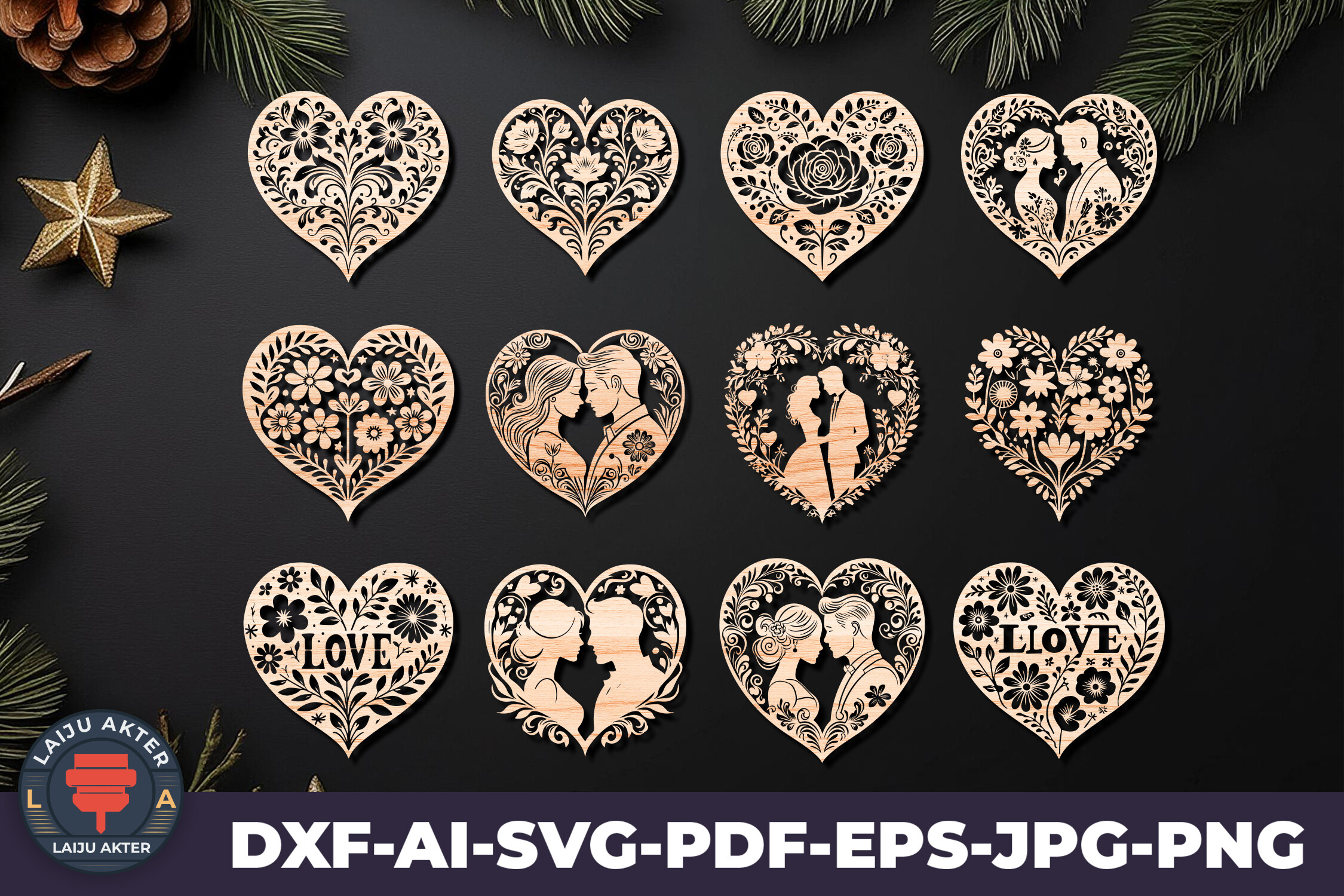 Hearts Valentines Laser Cut Svg · Creative Fabrica