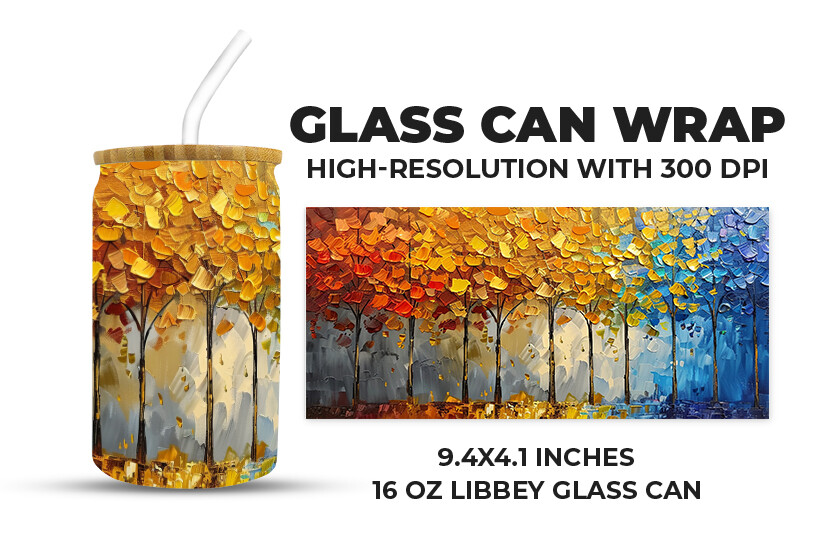 Painted Colorful Trees Glass Can Wrap Graphic by Creative World ...