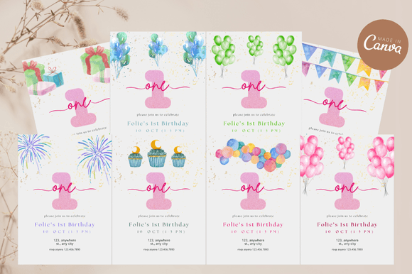 Pastel Birthday Invitation Bundle