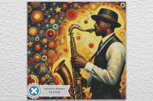 Saxophone Musician Cross Stitch Pattern