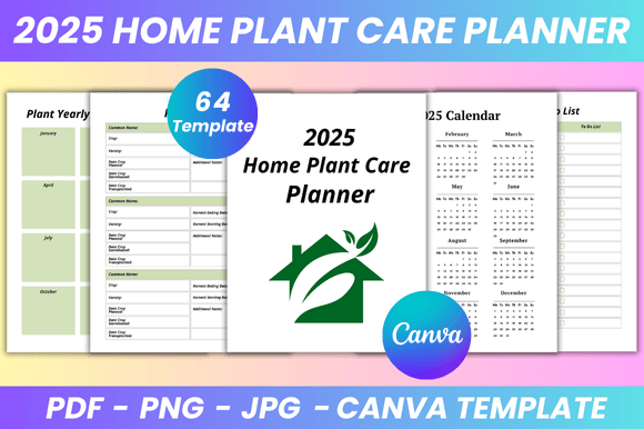 Home Plant Care Planner Canva Kdp Graphics