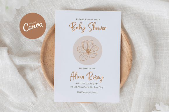 Boho Baby Shower Invitation Canva