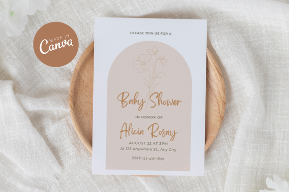 Boho Baby Shower Invitation Canva