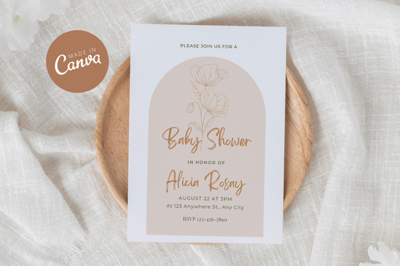 Boho Baby Shower Invitation Canva
