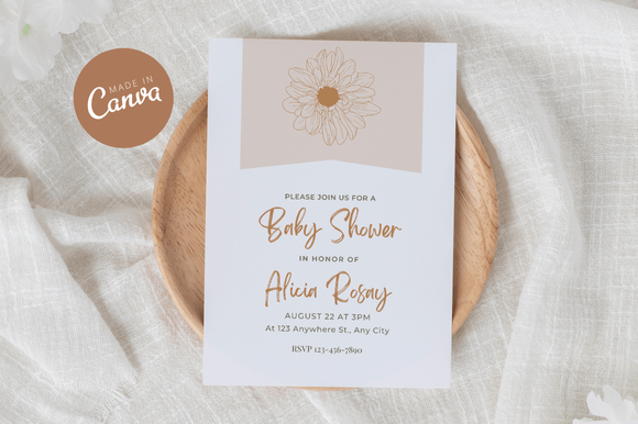 Boho Baby Shower Invitation Canva