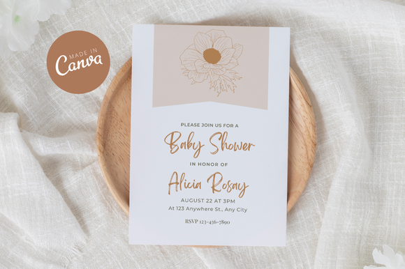 Boho Baby Shower Invitation Canva