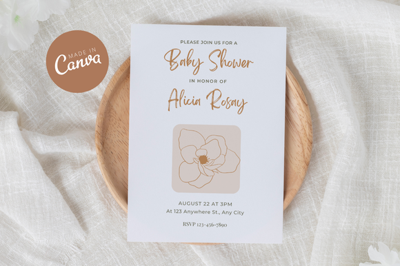 Boho Baby Shower Invitation Canva
