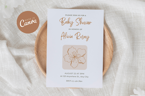 Boho Baby Shower Invitation Canva
