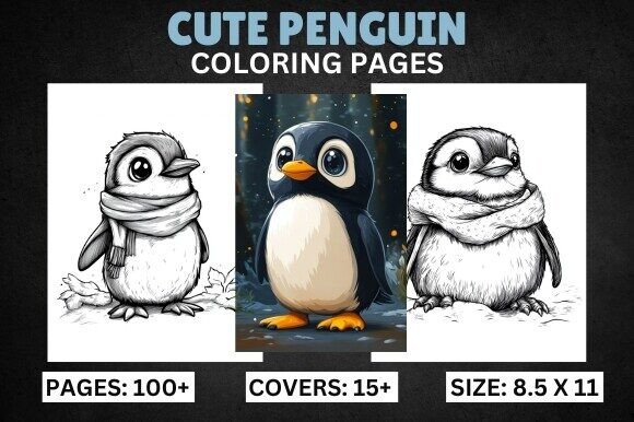 Bold and Easy Cute Penguin Coloring Book