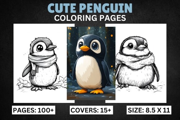 Bold and Easy Cute Penguin Coloring Book