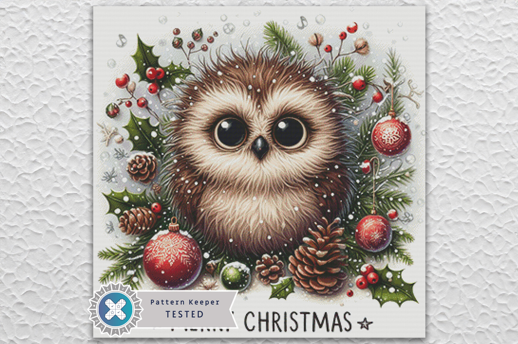 Cute Christmas Owl Cross Stitch Pattern