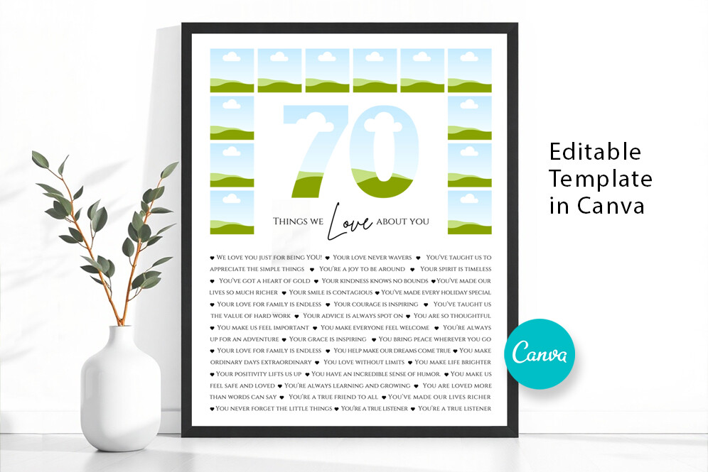 Editable 70 Reasons We Love You