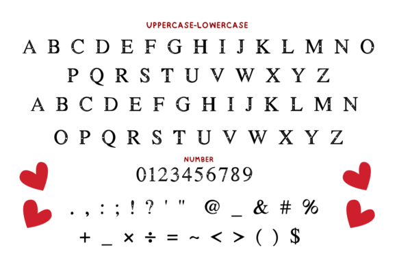 Heart Line Valentine Font PNG with transparent background - Preview 4