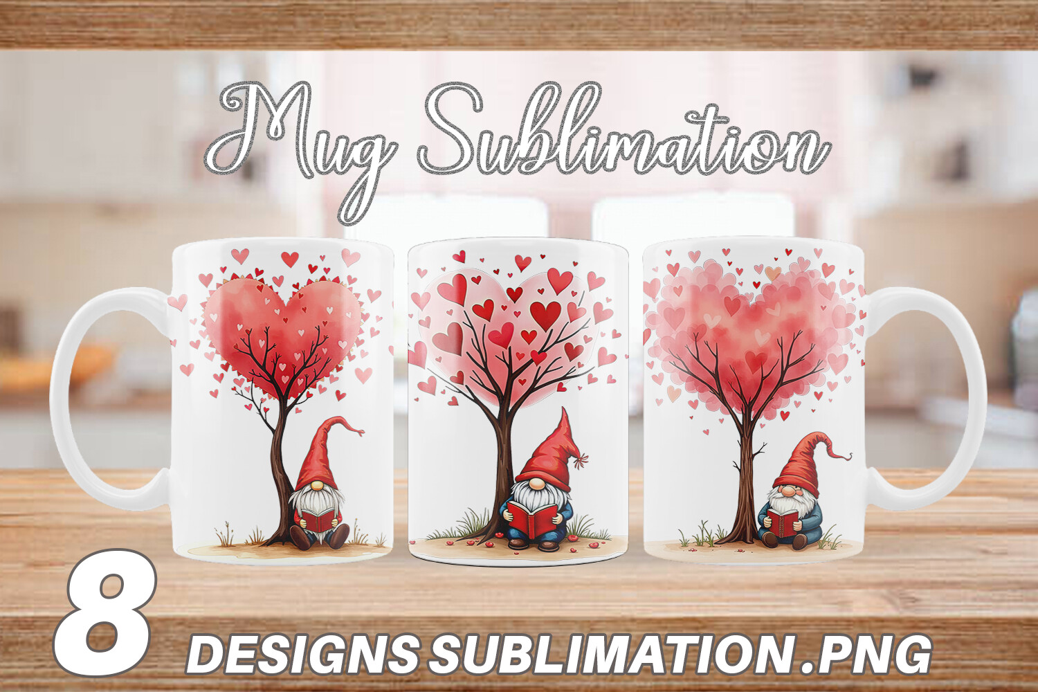 Mug Wrap Heart Tree Gnome Graphic by Artnoy · Creative Fabrica