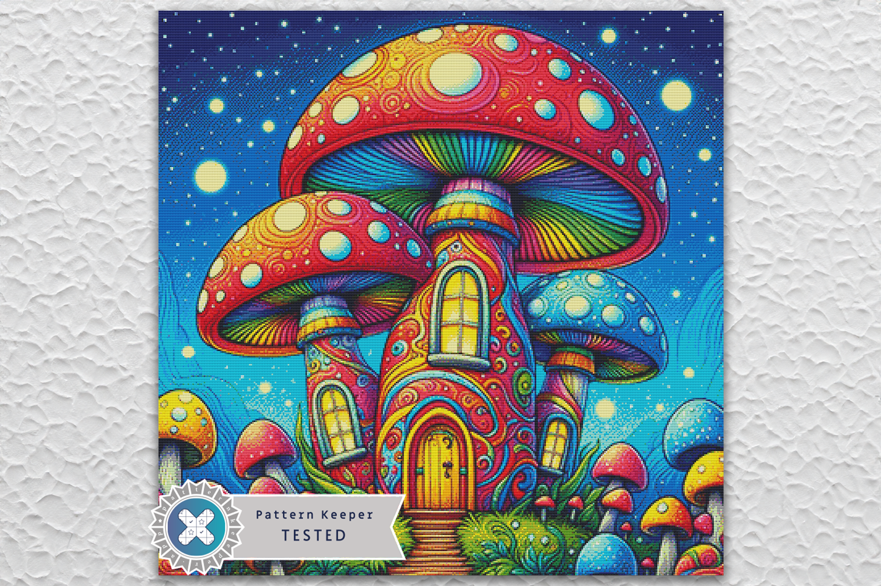 Mushroom Houses Cross Stitch Pattern PDF