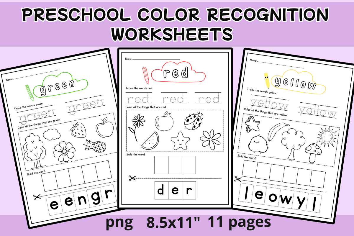 Preschool Color Recognition Worksheets cover