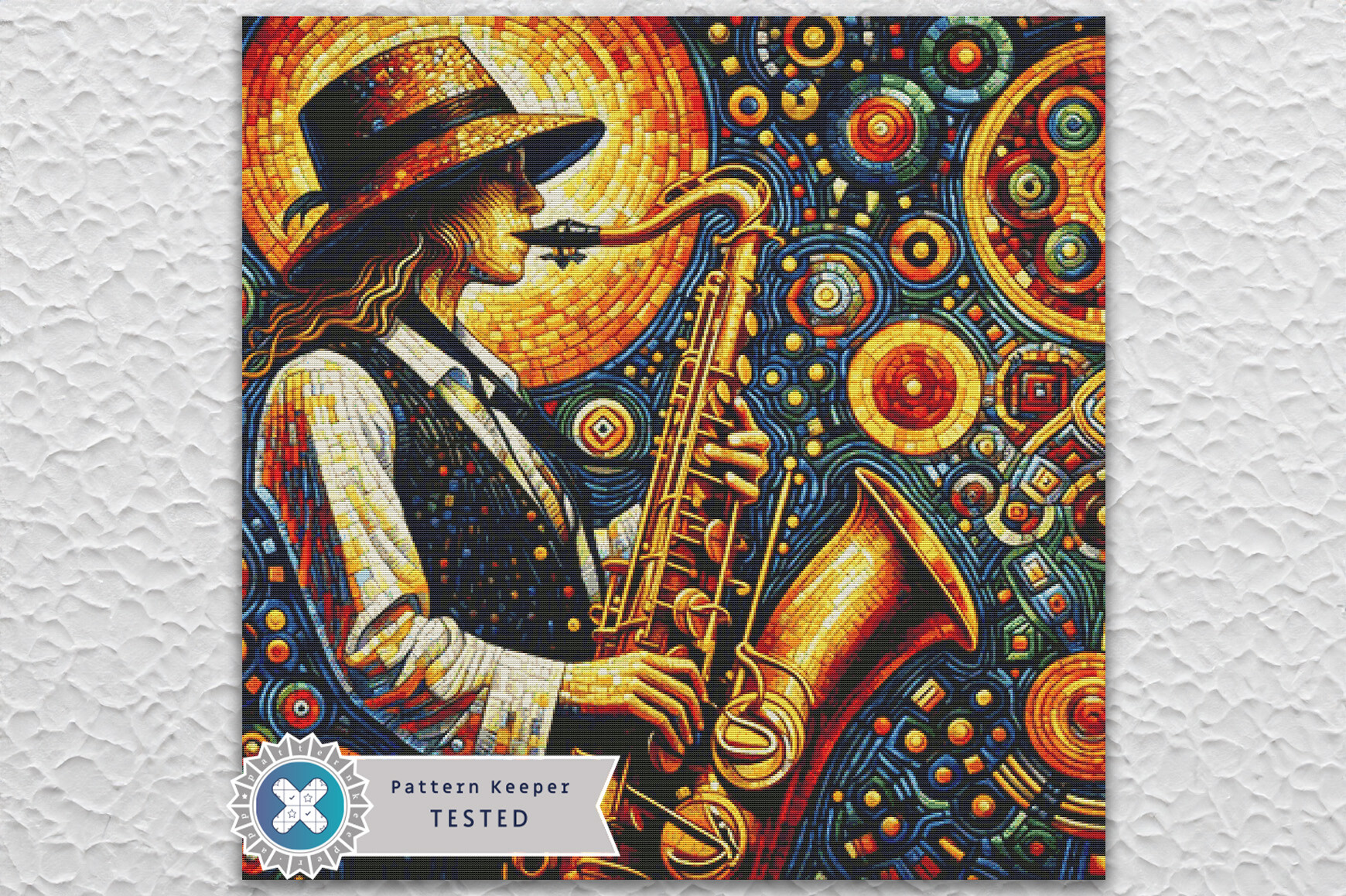 Saxophone Musician Cross Stitch Pattern
