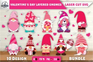 Valentine Day Layered Gnomes SVG Bundle · Creative Fabrica