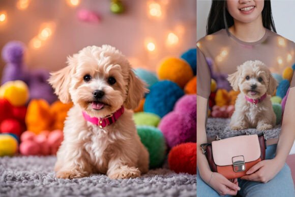 maltipoo dog sublimation t-shirt print illustration cool tones svg
