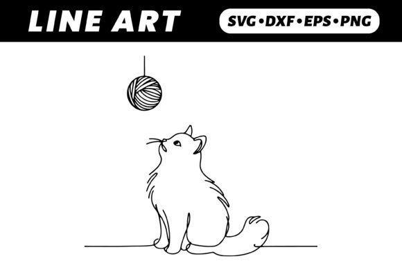 Cute Cat Watching Hanging Yarn Ball