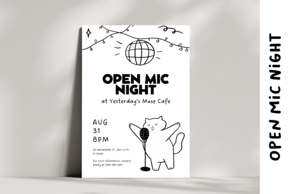 Cute Open Mic Night Flyer Template | A4