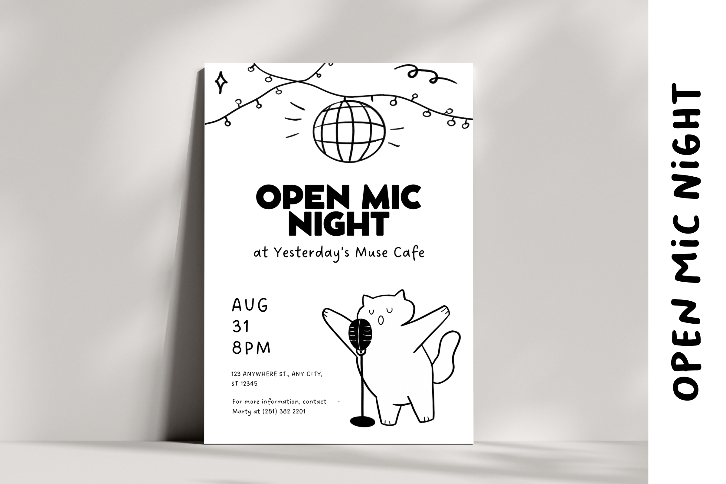 Cute Open Mic Night Flyer Template | A4