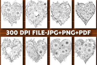 Flower Heart Coloring Book Pages for KDP Graphic by PIXEL CRAFT STUDIO ...