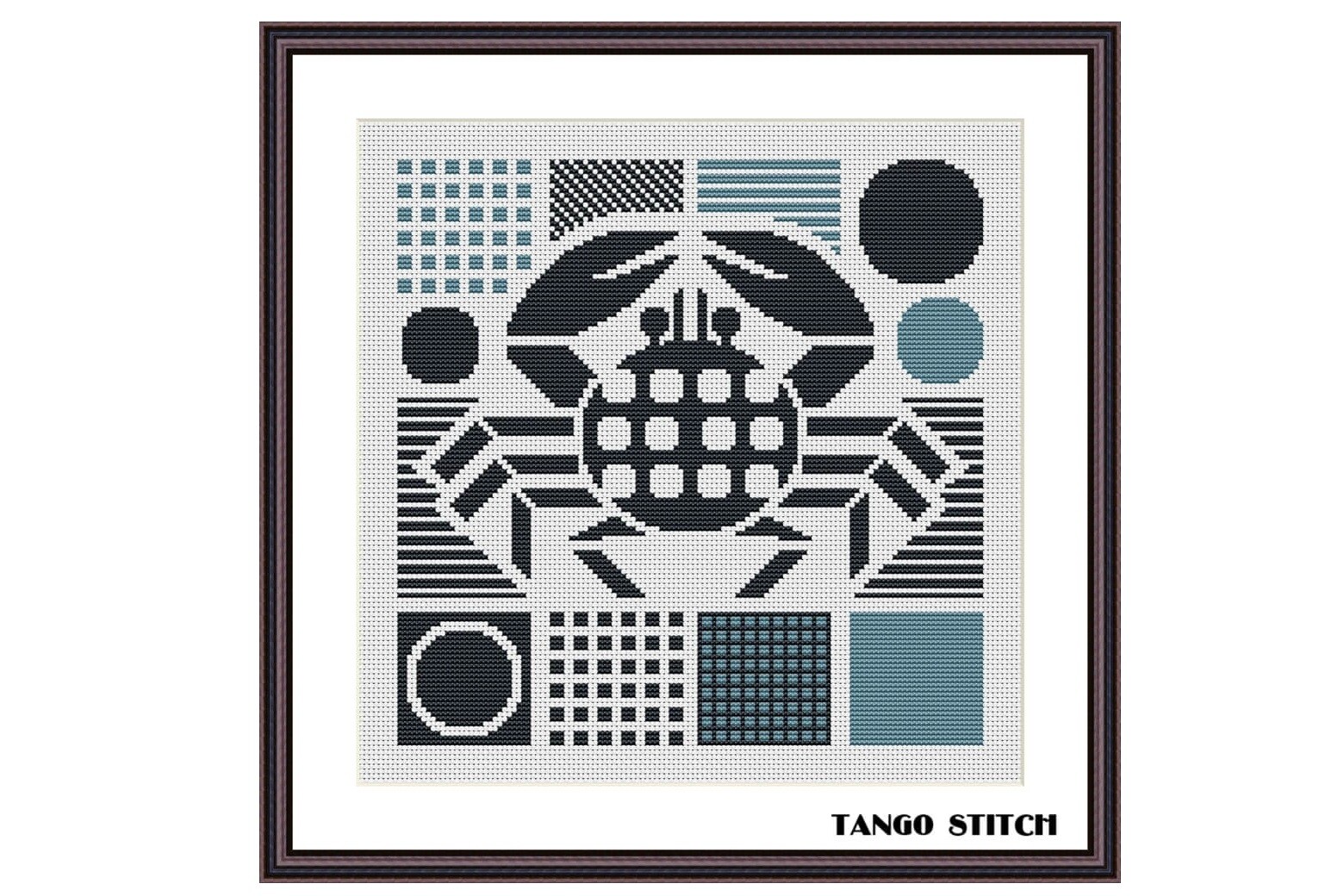 Geometric Sea Creature Cross Stitch Art