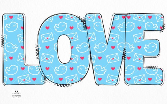 Love Valentine's Bird Font PNG with transparent background - Preview 1