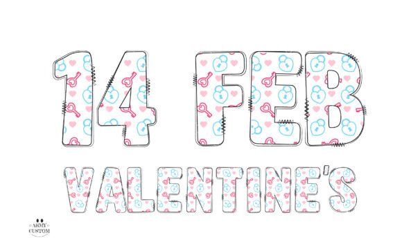 Love Valentine's Key Heart Font PNG with transparent background - Preview 4