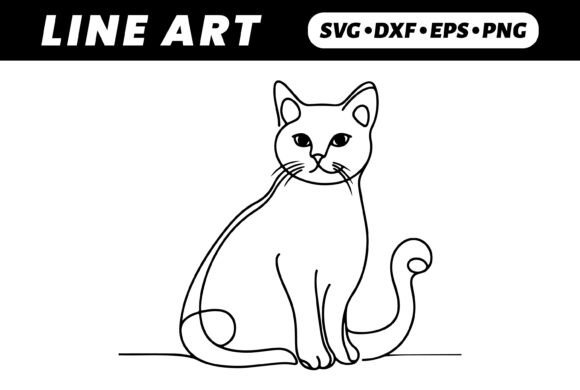 One Line Drawing: Elegant Sitting Cat