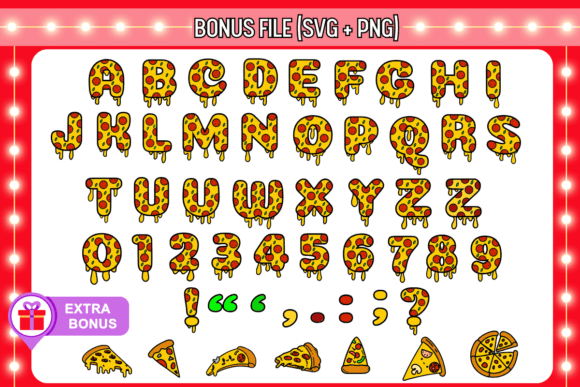 Pizza Font PNG with transparent background - Preview 2