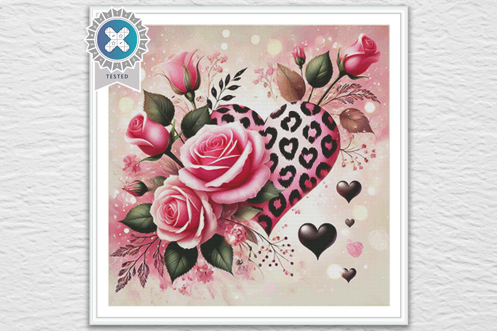 Valentine's Rose Heart Cross Stitch PDF